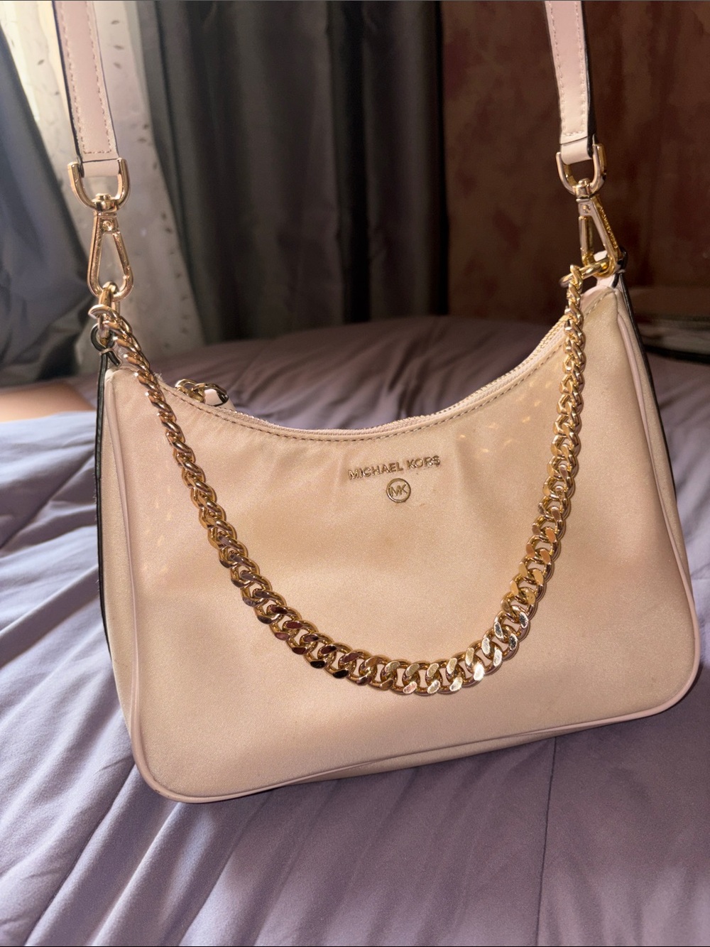 Michael Kors Blush Shoulder Bag with Gold Chain